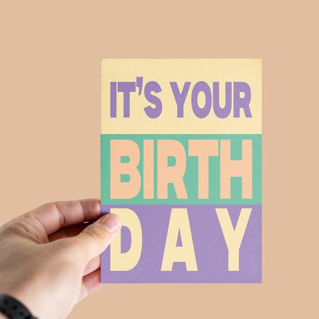 Carte illustrée it's your birthday vert