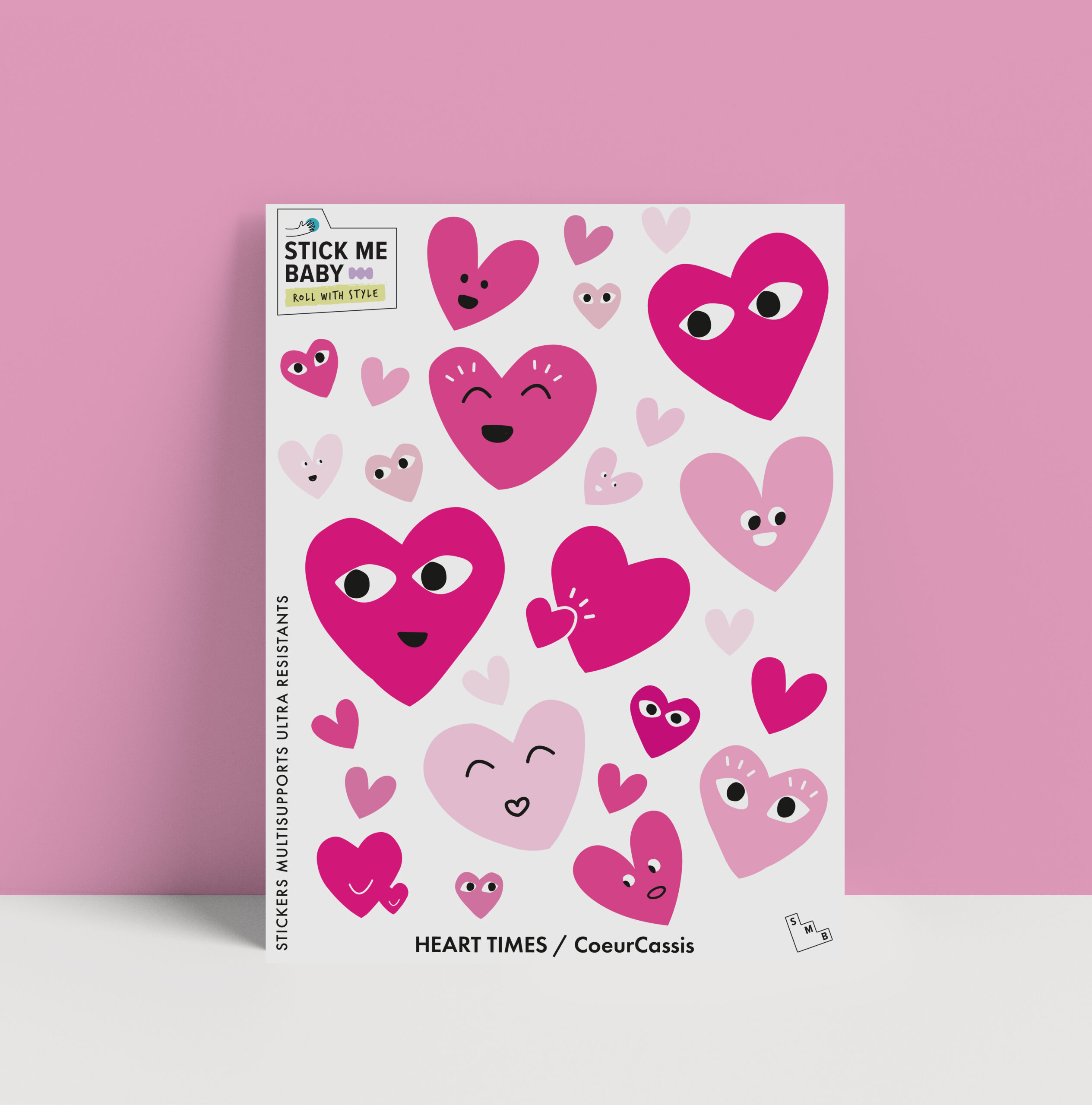 Stickers Pailleté HEART TIMES - Coeur Cassis