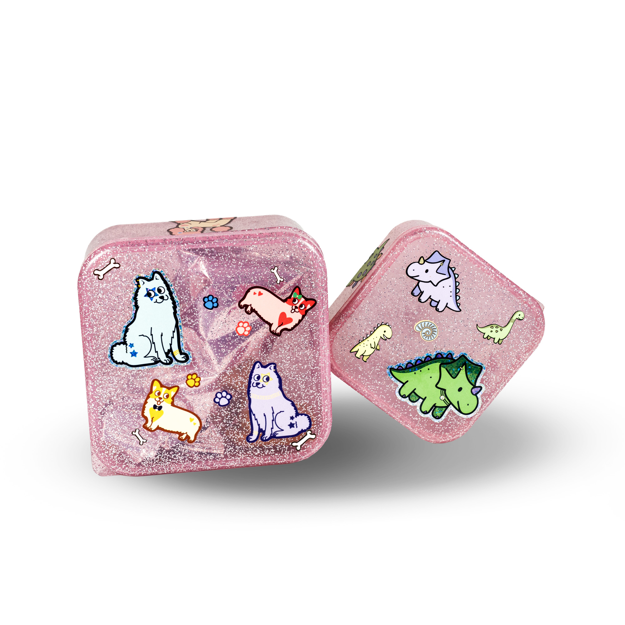 boite à goûter paillette stickers animaux