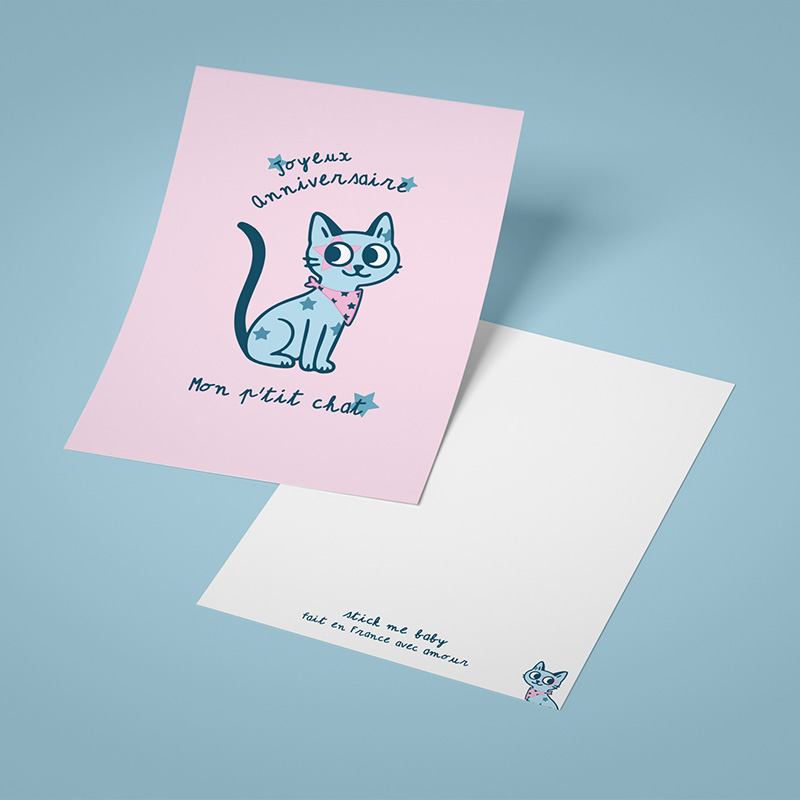carte anniversaire chat