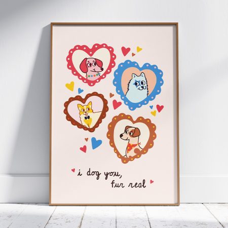 affiche décorative chien coeur
