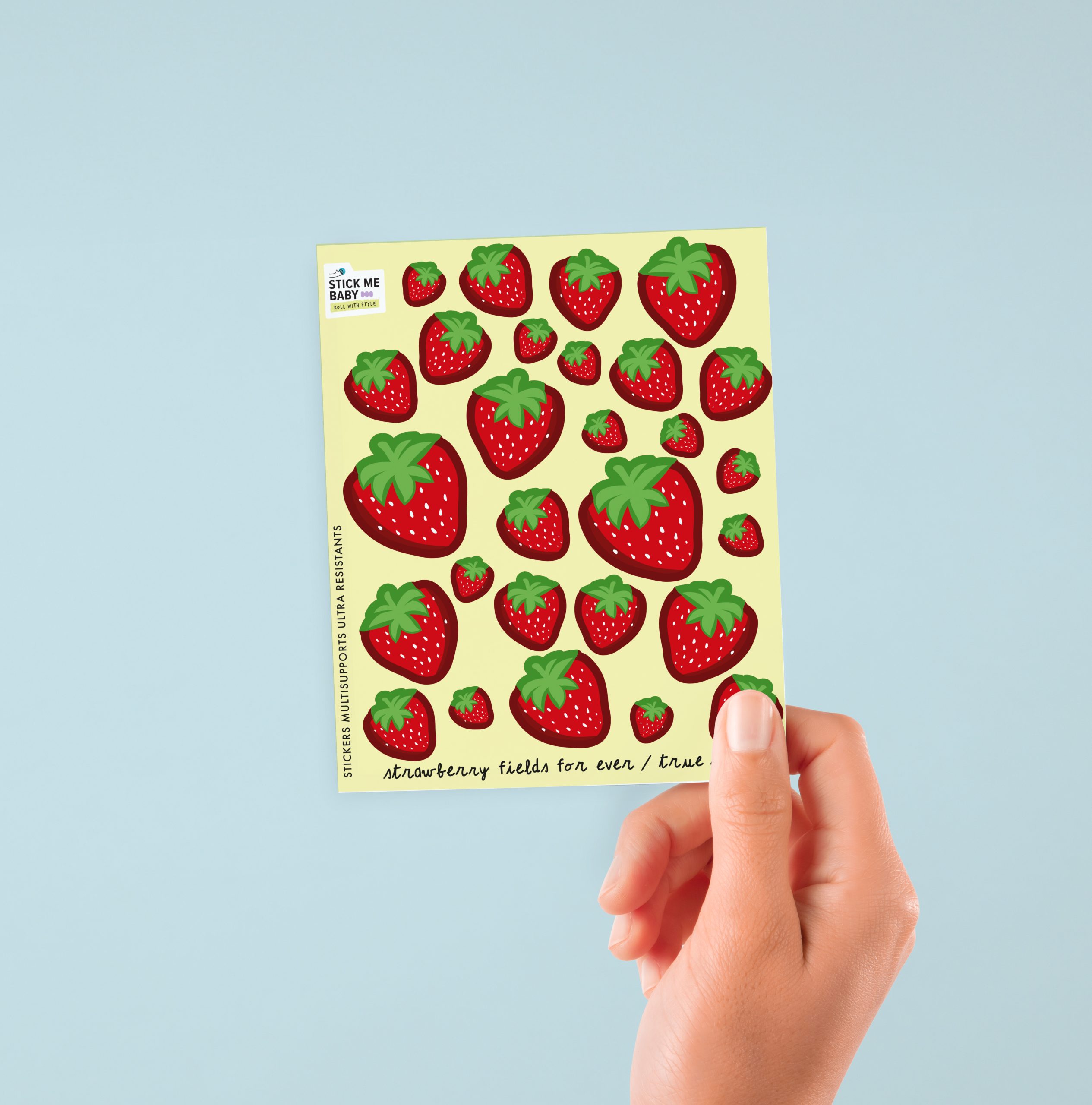 mini planche stickers fraise rouge