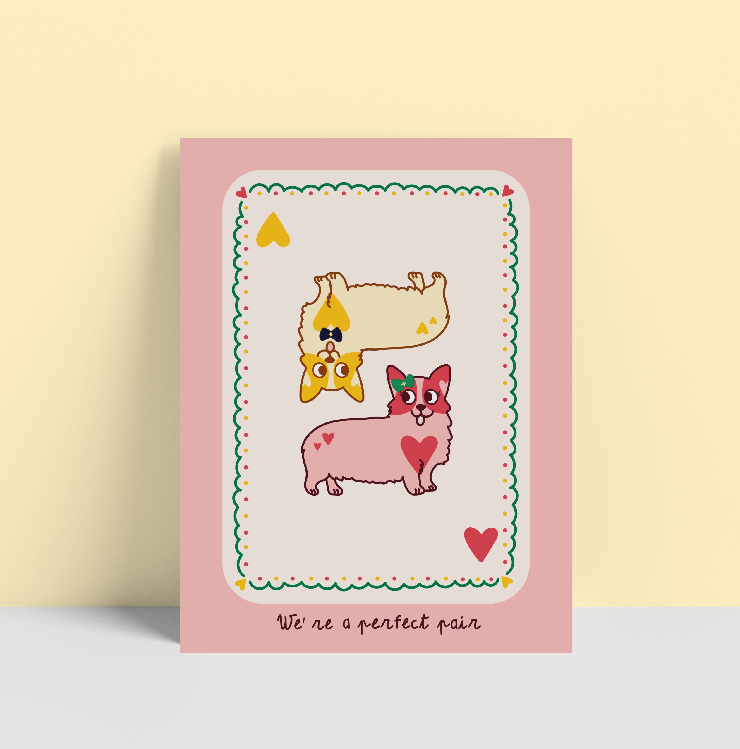 carte de voeux illustrative chien coeur kawaii